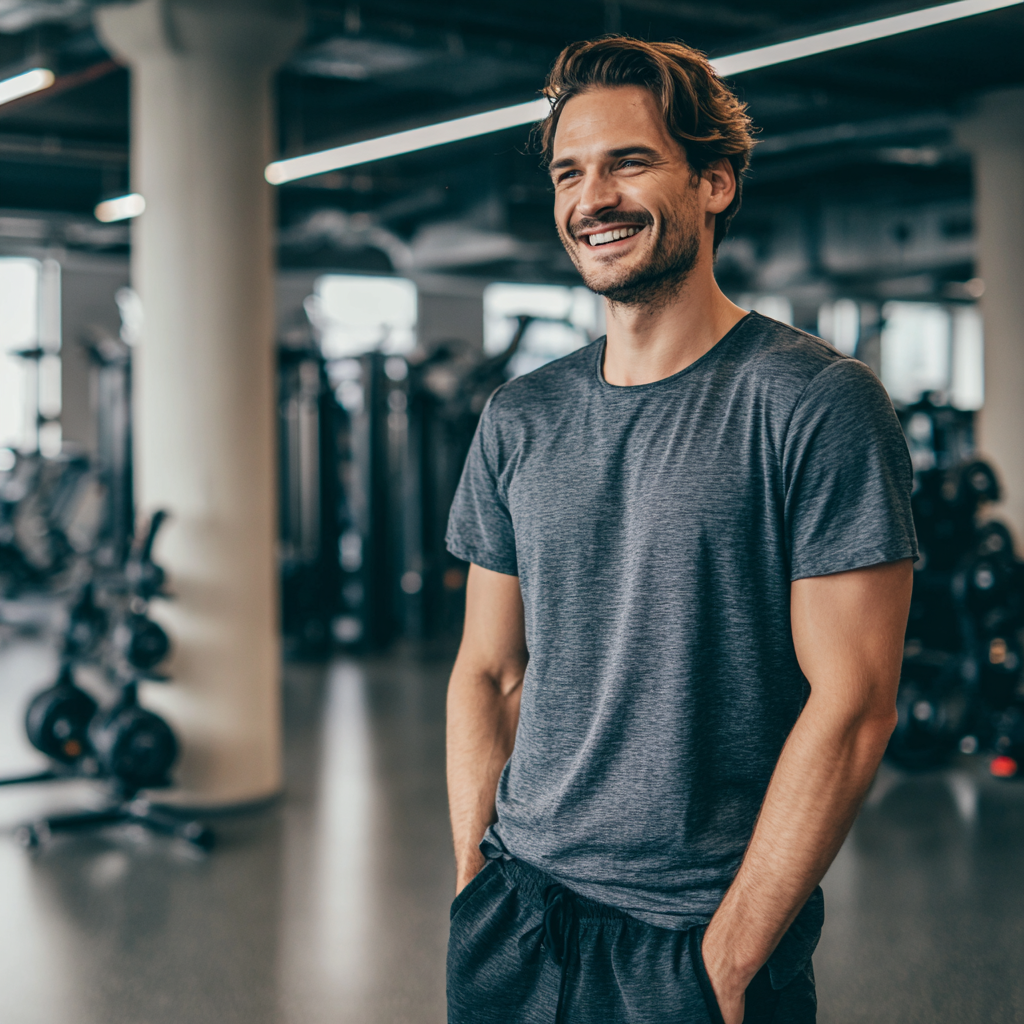 Mosolygós középkorú magyar férfi és nő futás után, sportruházatban, természetes környezetben